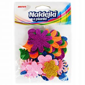 Naklejki z mikrogumy Brewis Kwiaty i Serca, 18szt